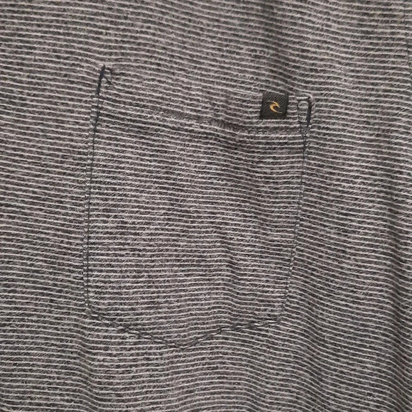 Rip Curl Polo Shirt With Pocket Striped Black and White Size Large - Picture 5 of 5